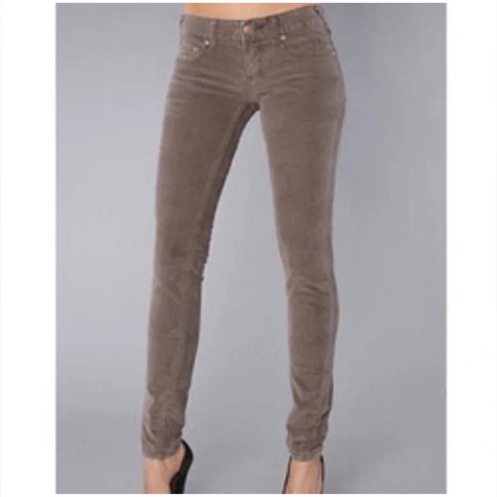 Free People Crushed Brown Corduroy Skinny Pants